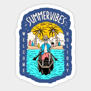 Summer Vibes Chilling Skeleton Sticker